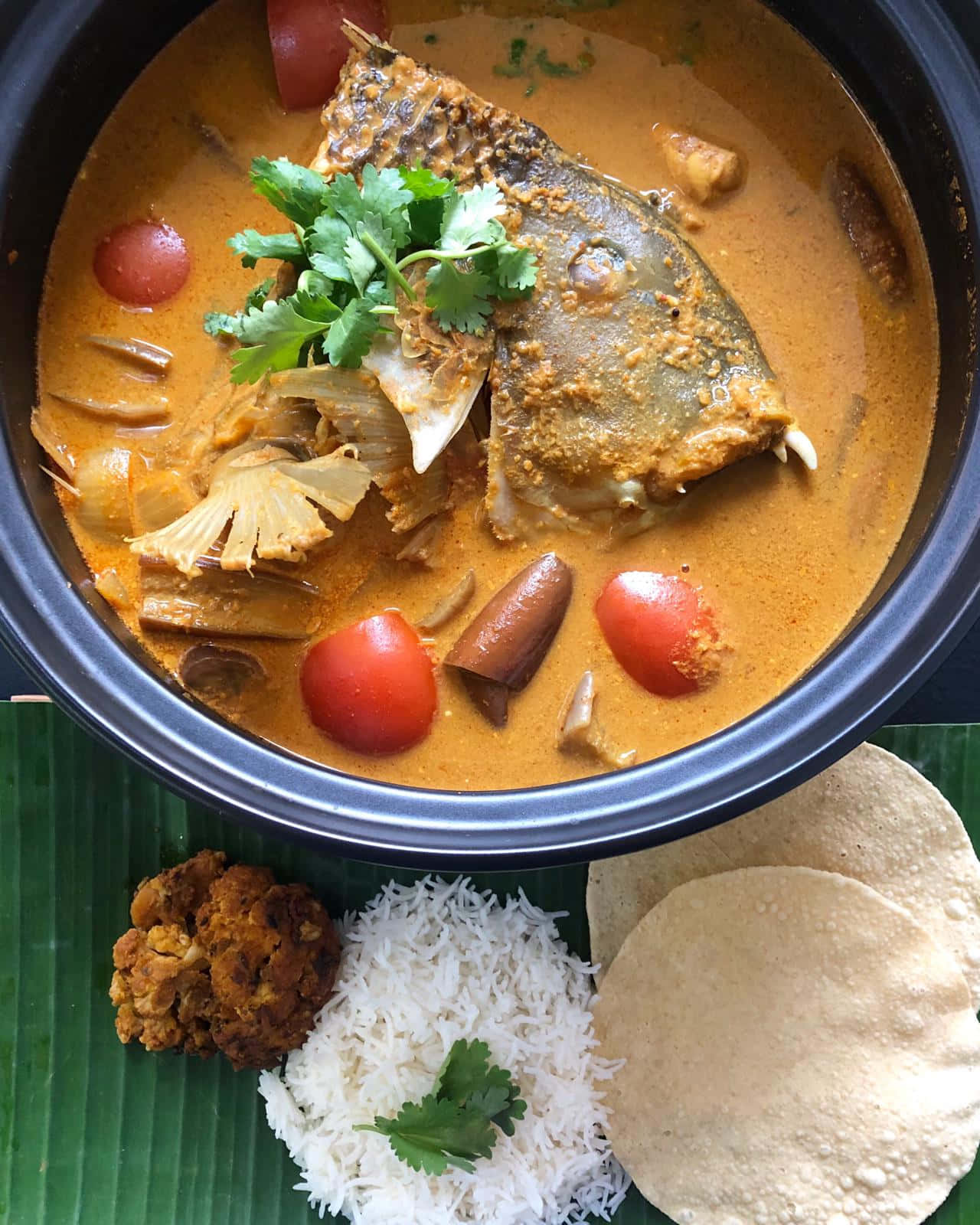 Fish Head Curry With Side Dishes Top Angle Shot Wallpaper