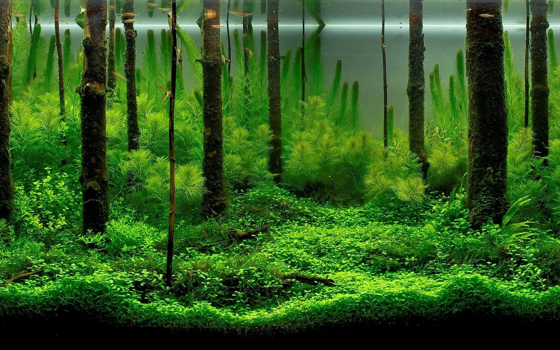 Faux Tree Trunks Fish Tank Background