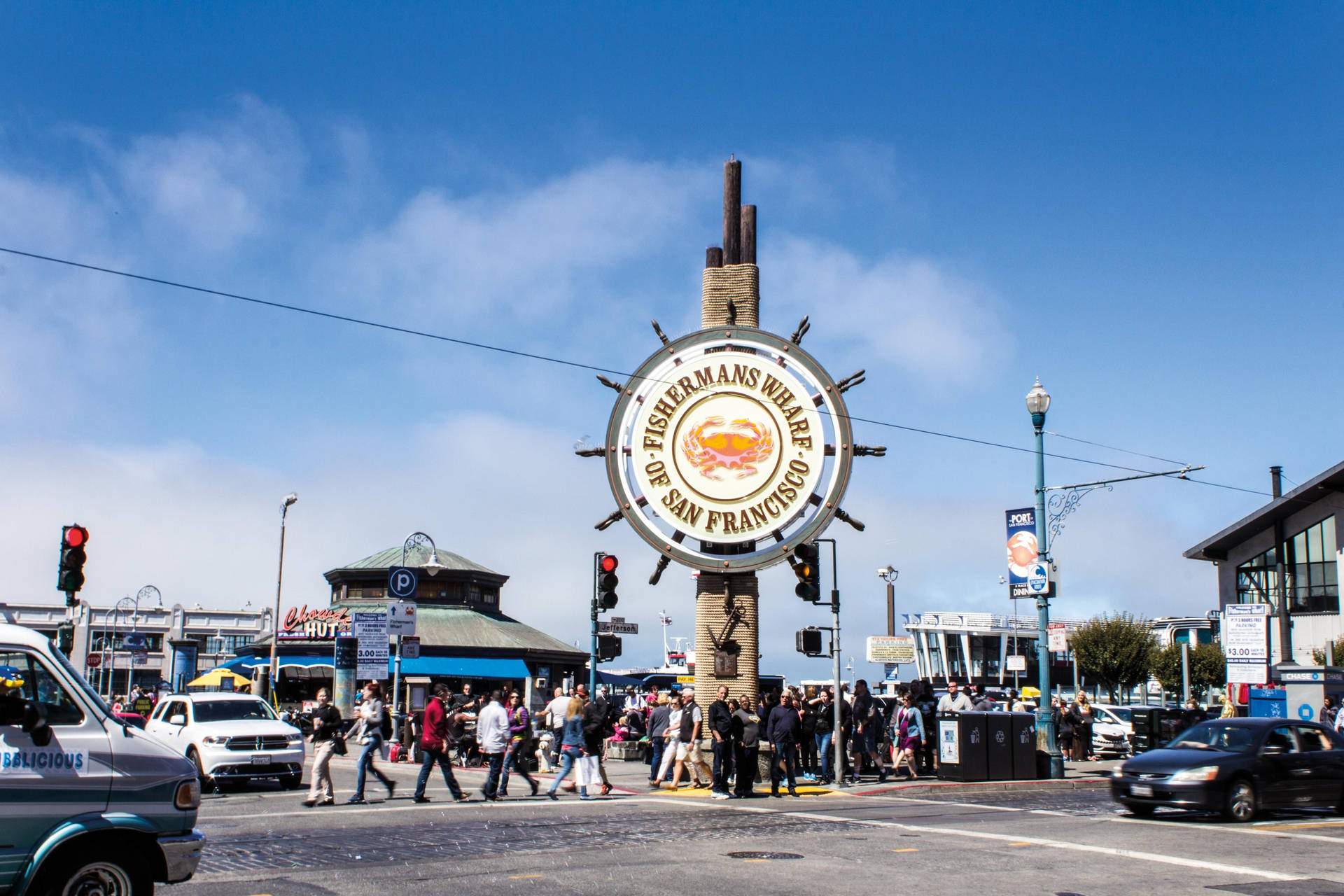 Fishermans Wharf Sign And Street View Picture