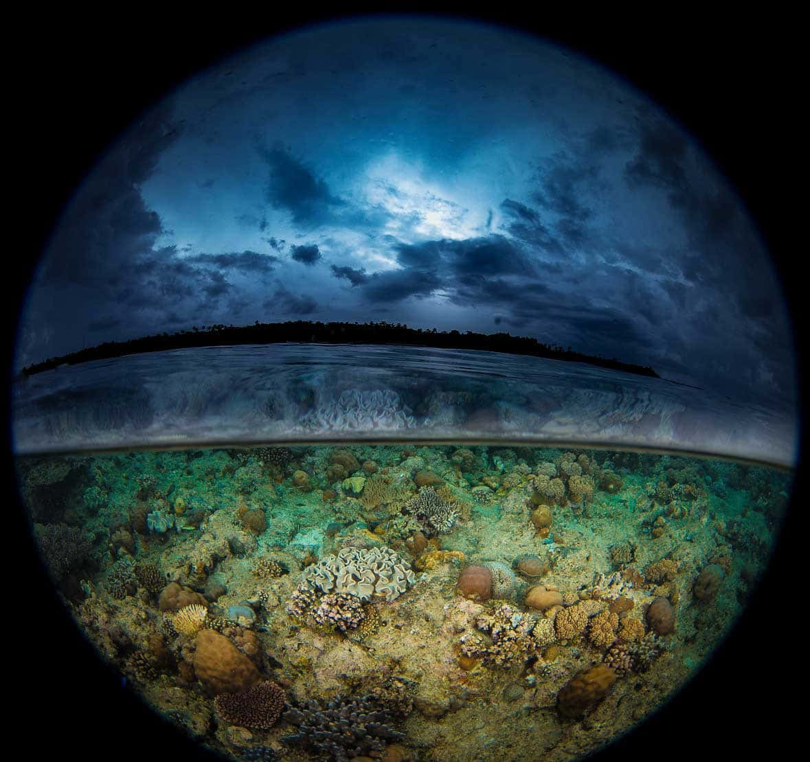 An awe-inspiring perspective of the horizon as seen through a fisheye lens