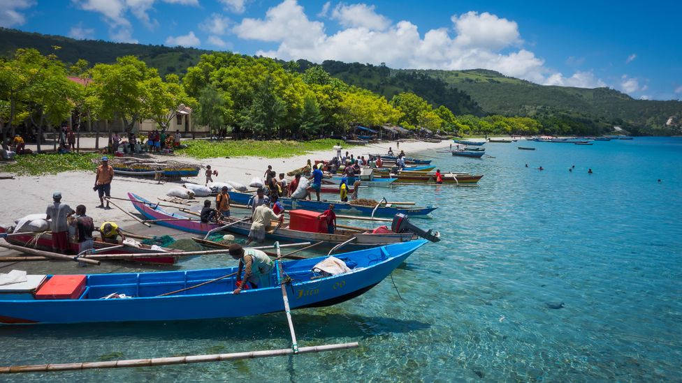 Barcheda Pesca A Isola Atauro Timor Est Sfondo