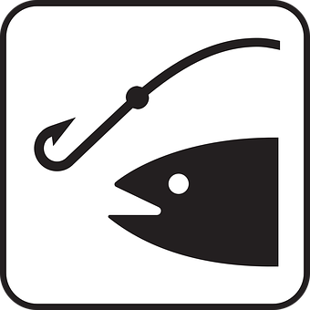 Download Fishing Hookand Fish Icon | Wallpapers.com