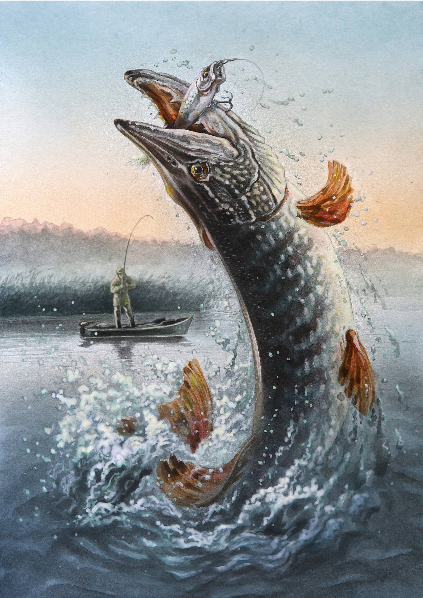 Fishing Pike Art Wallpaper