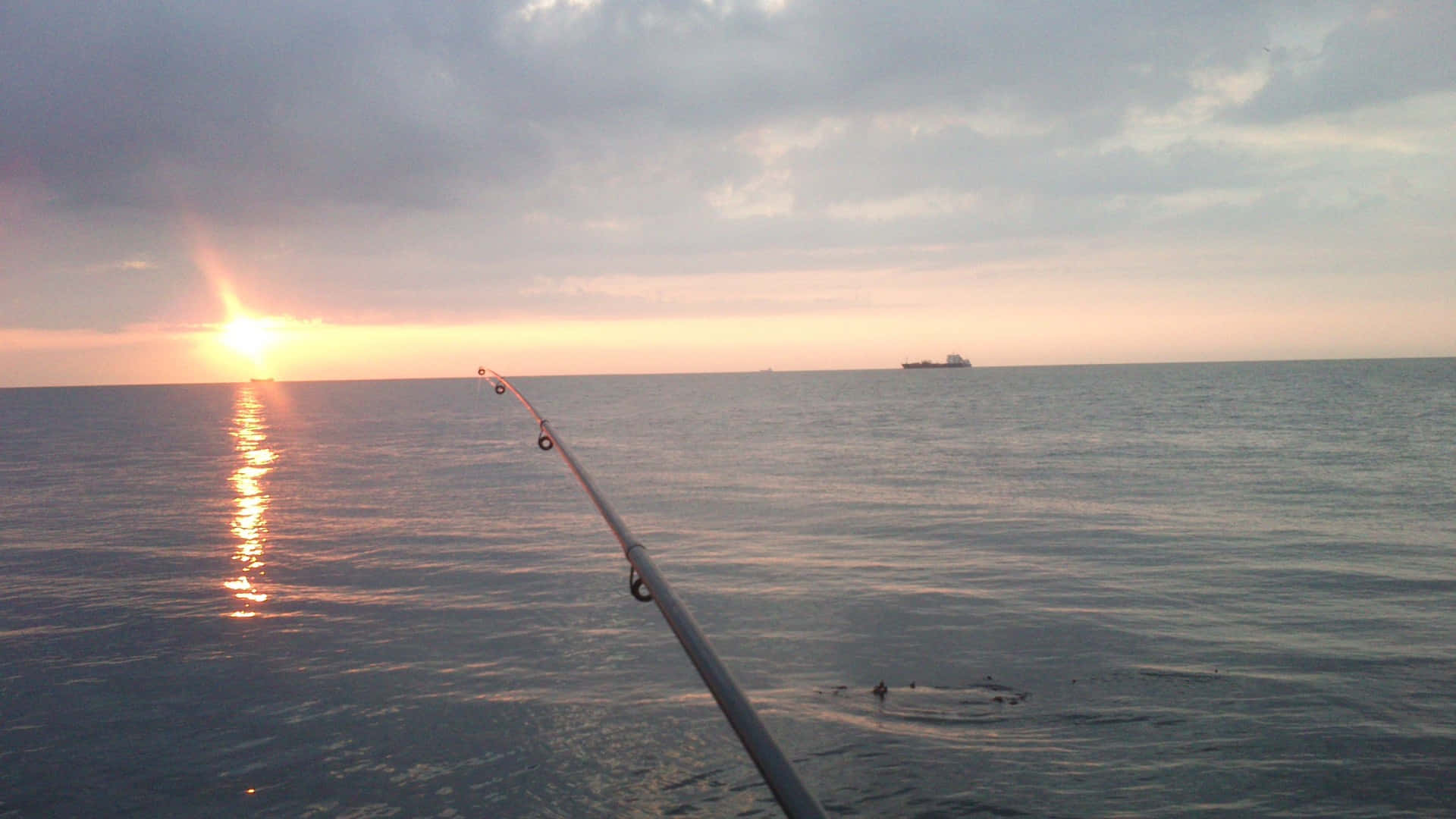 Professional Angler with a Fishing Rod at Dawn Wallpaper