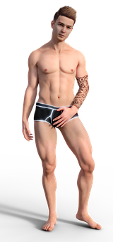 Fit Manin Underwearwith Tattoo PNG