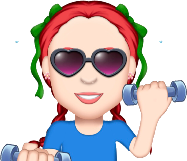 Fitness Emoji Red Hair Sunglasses Dumbbell PNG