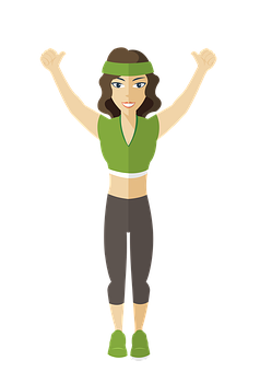 Fitness Enthusiast Cartoon Woman PNG