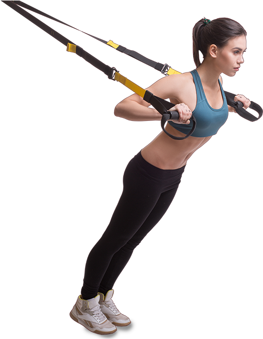 Fitness Enthusiast Using Suspension Trainer PNG