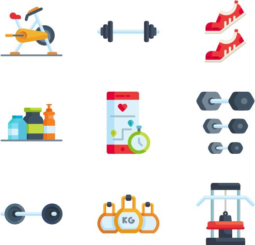 Fitness Equipment Icons Set PNG