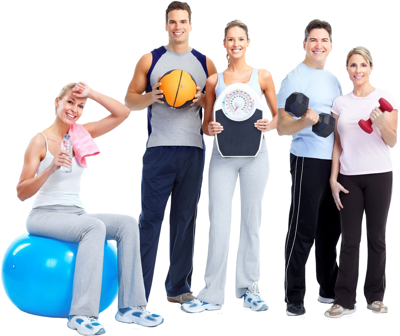 Fitness Group Various Exercise Equipment PNG