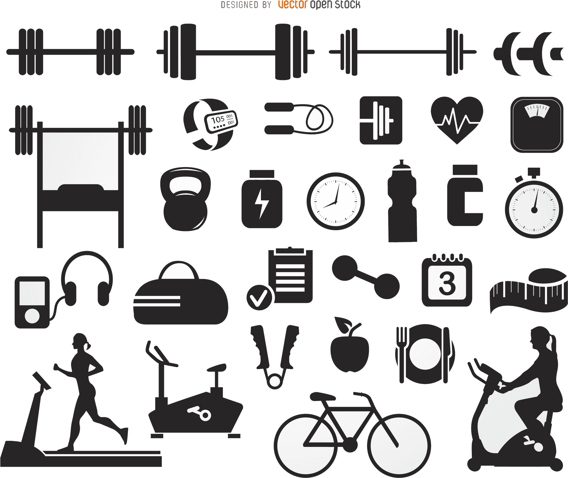 Fitness Icons Collection PNG