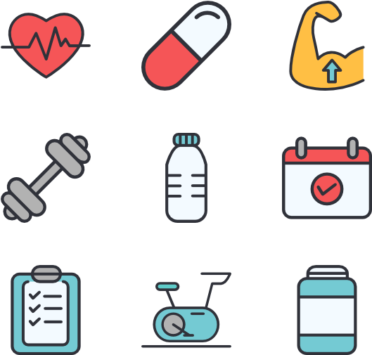 Fitness Icons Set PNG