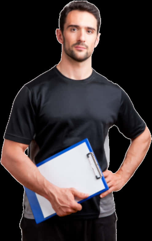 Fitness Instructor With Clipboard PNG