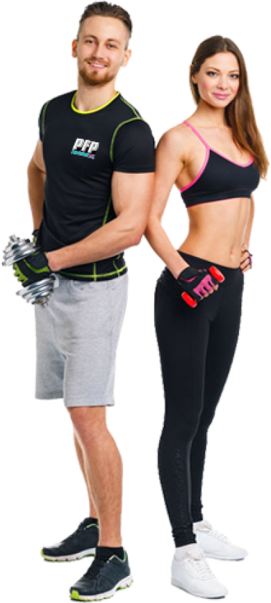 Fitness Partners Posingfor Gym Promotion PNG