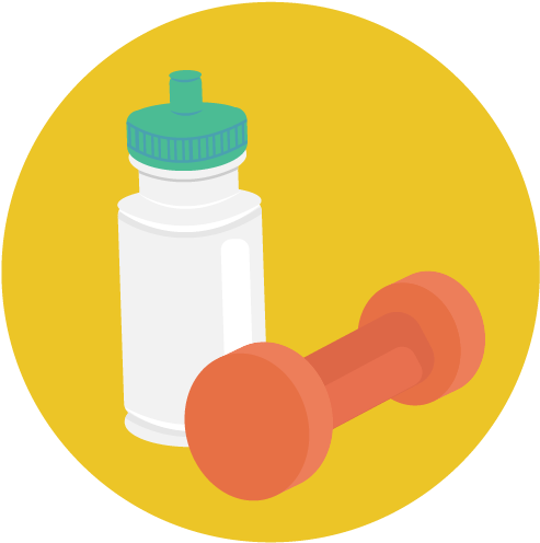 Fitness Water Bottleand Dumbbell Icon PNG