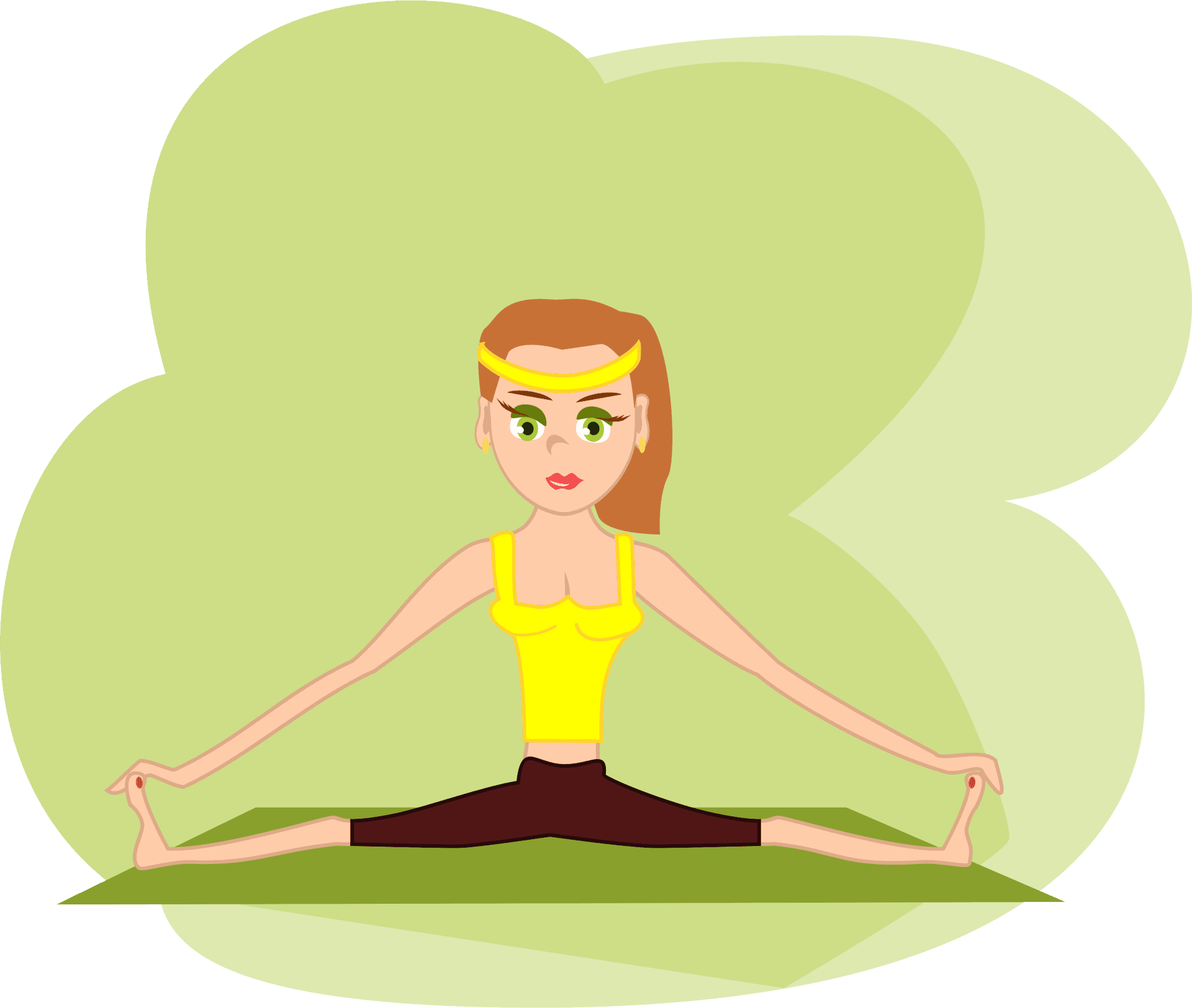 Fitness Yoga Straddle Stretch Illustration PNG
