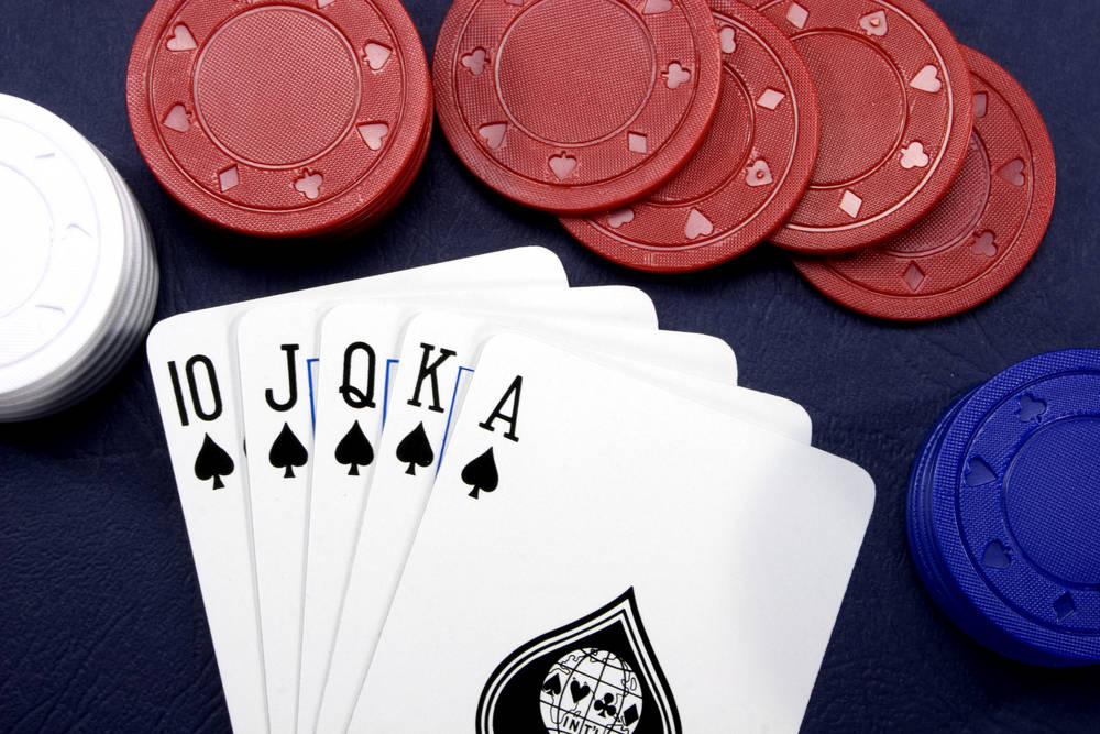 Cincocartas De Póquer Azul Rojo Fondo de pantalla