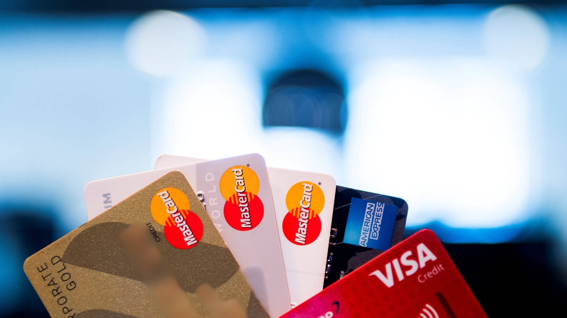 Five Credit Cards Bokeh Shot Wallpaper