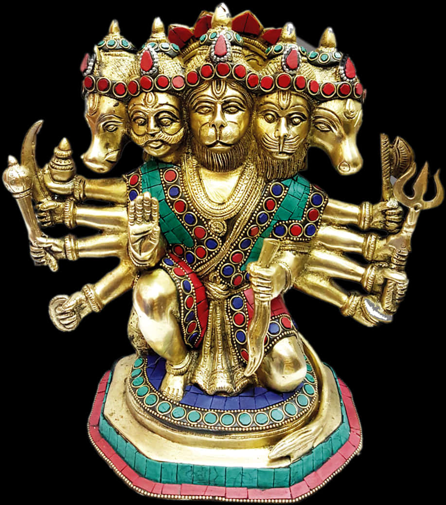 Five Faced Hanuman Statue PNG