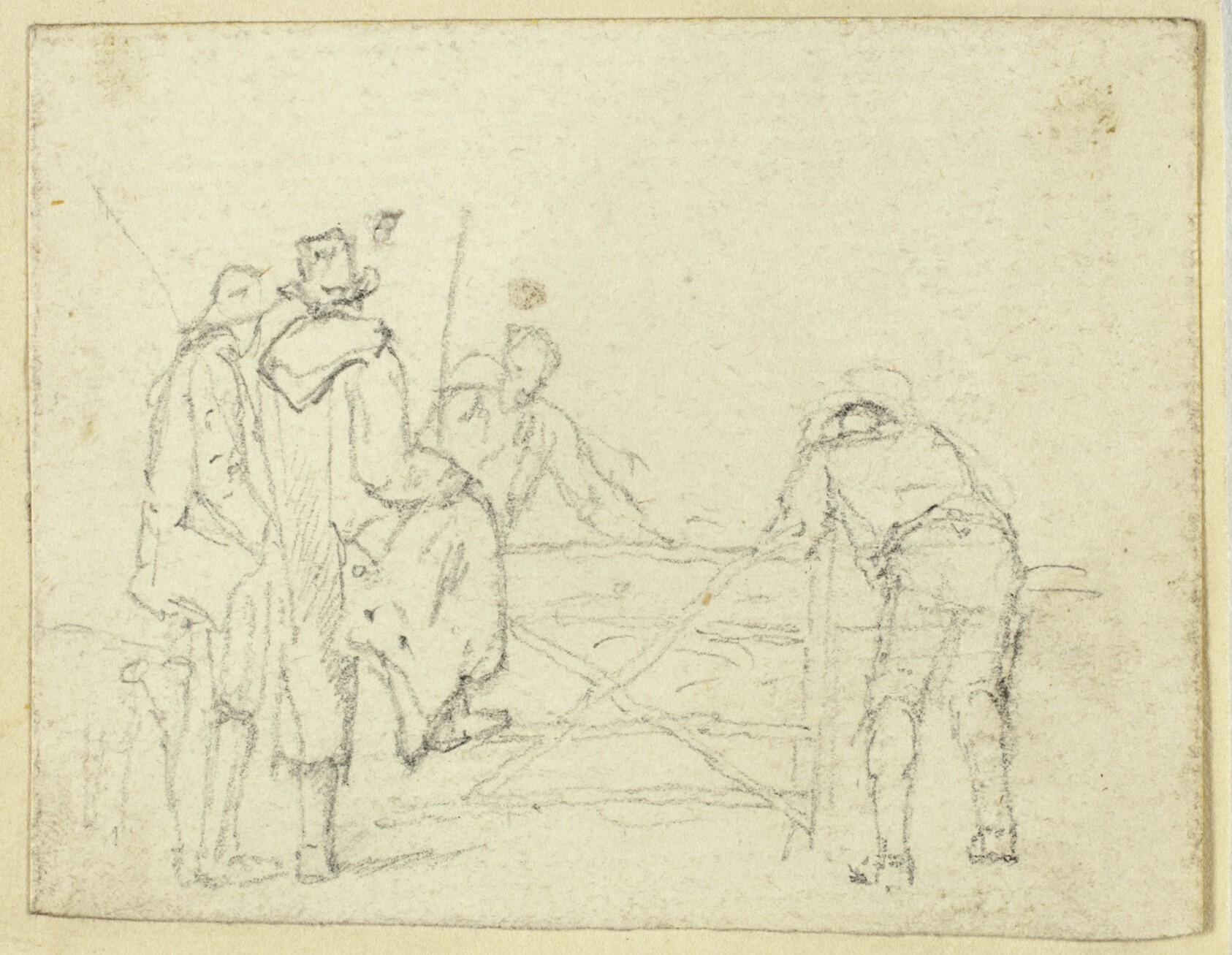 Five Figures at Gate Wallpaper