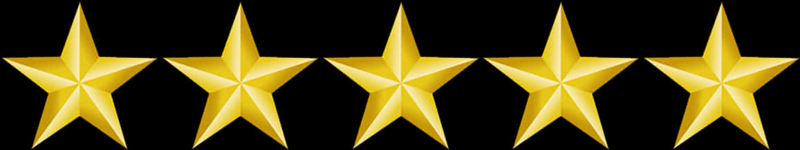 Five Gold Stars Black Background PNG