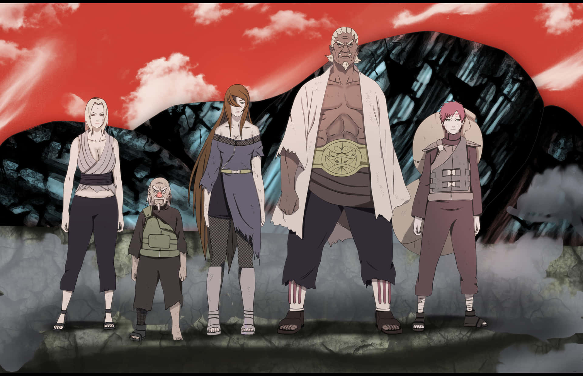 The Five Kage gathered at the Summit in the world of Naruto. Wallpaper