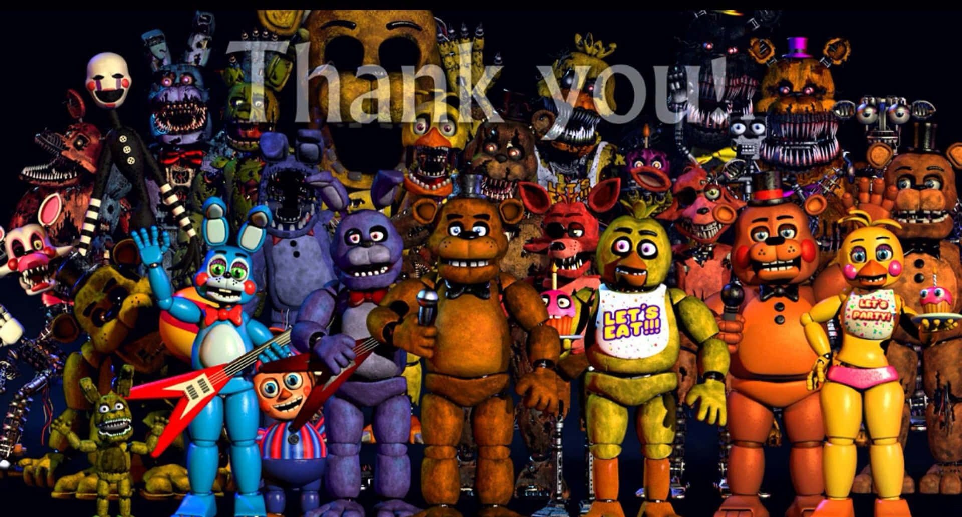 A Group Of Characters From Five Nights At Freddy's