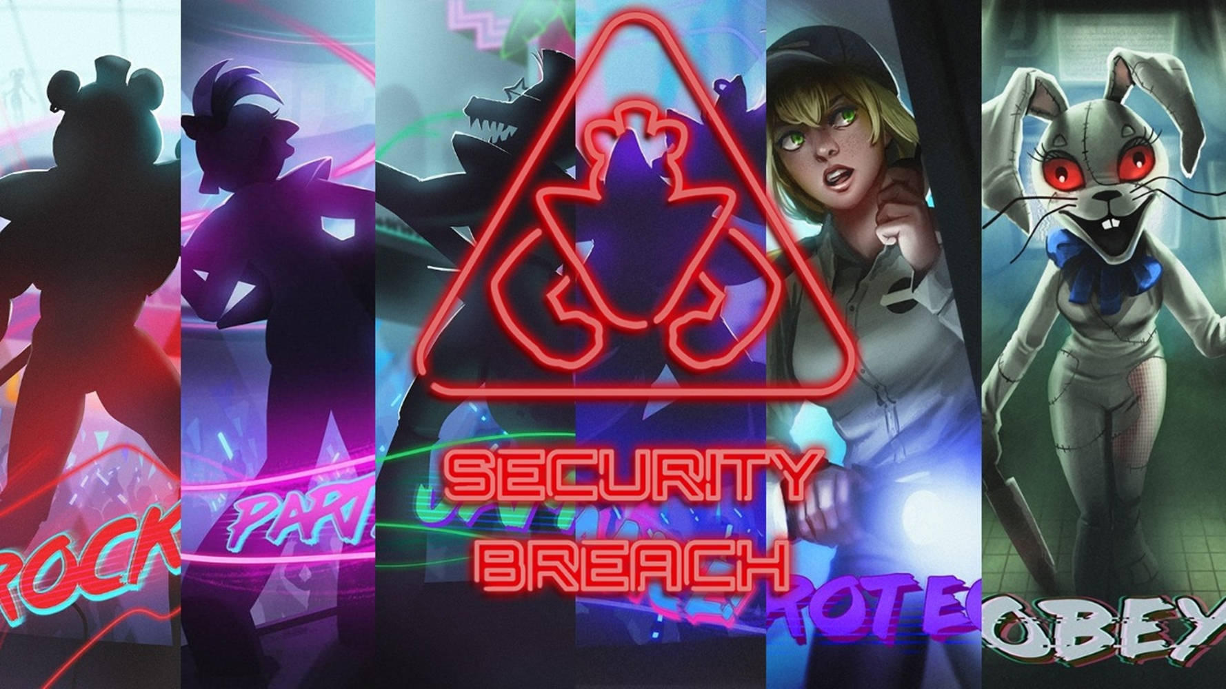 Five Nights At Freddy's Security Breach Collage Wallpaper