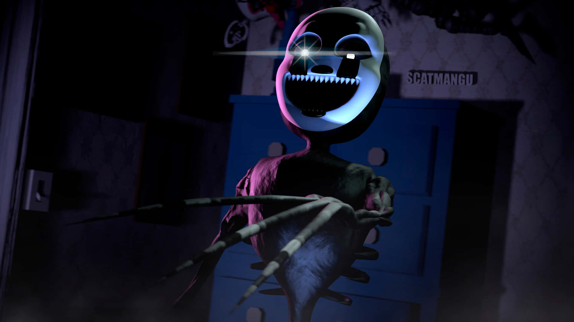 En skræmmende karakter står i den mørke baggrund Wallpaper