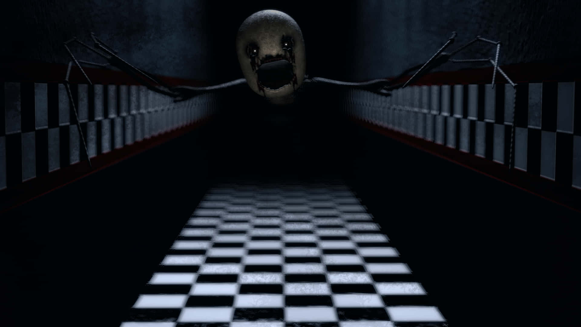 A Creepy Looking Ghost In A Dark Hallway Wallpaper