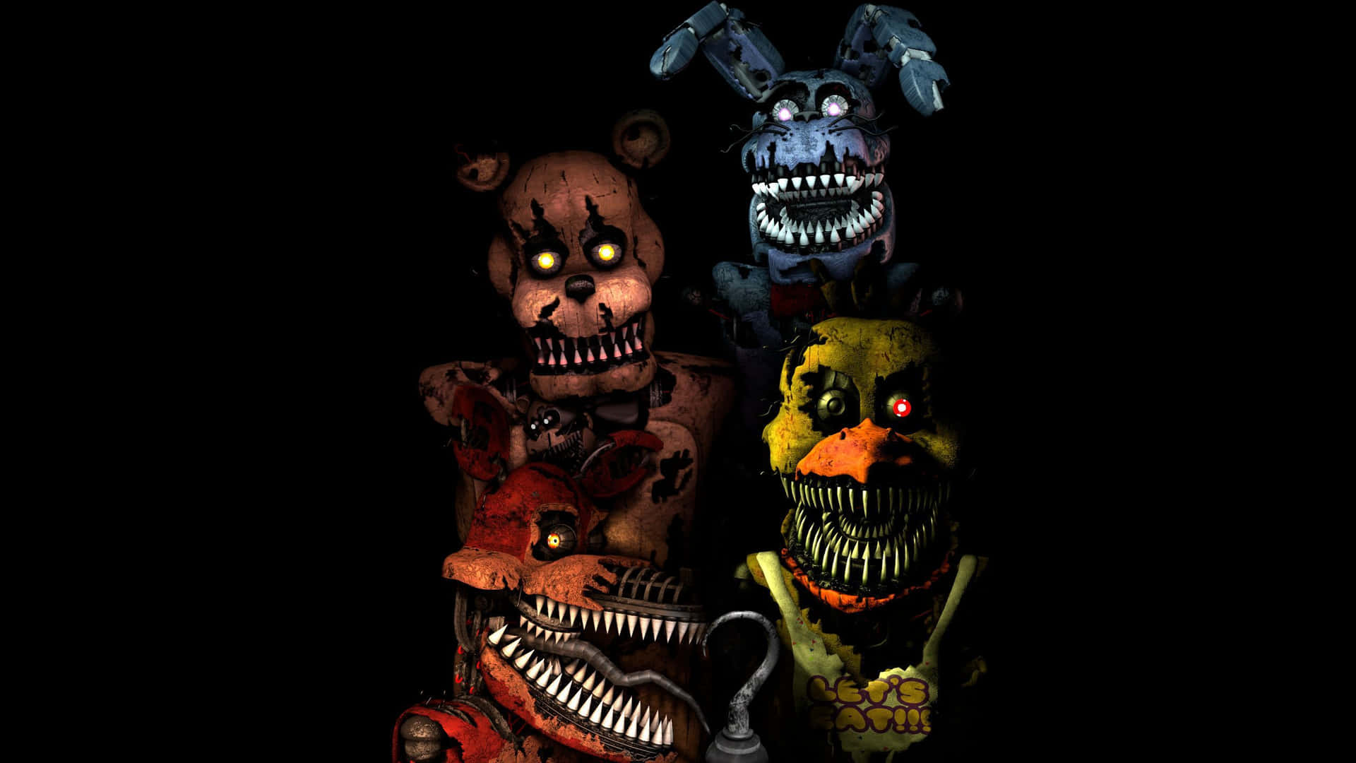 Forderedie Animatronics In Five Nights At Freddy's Heraus! Wallpaper