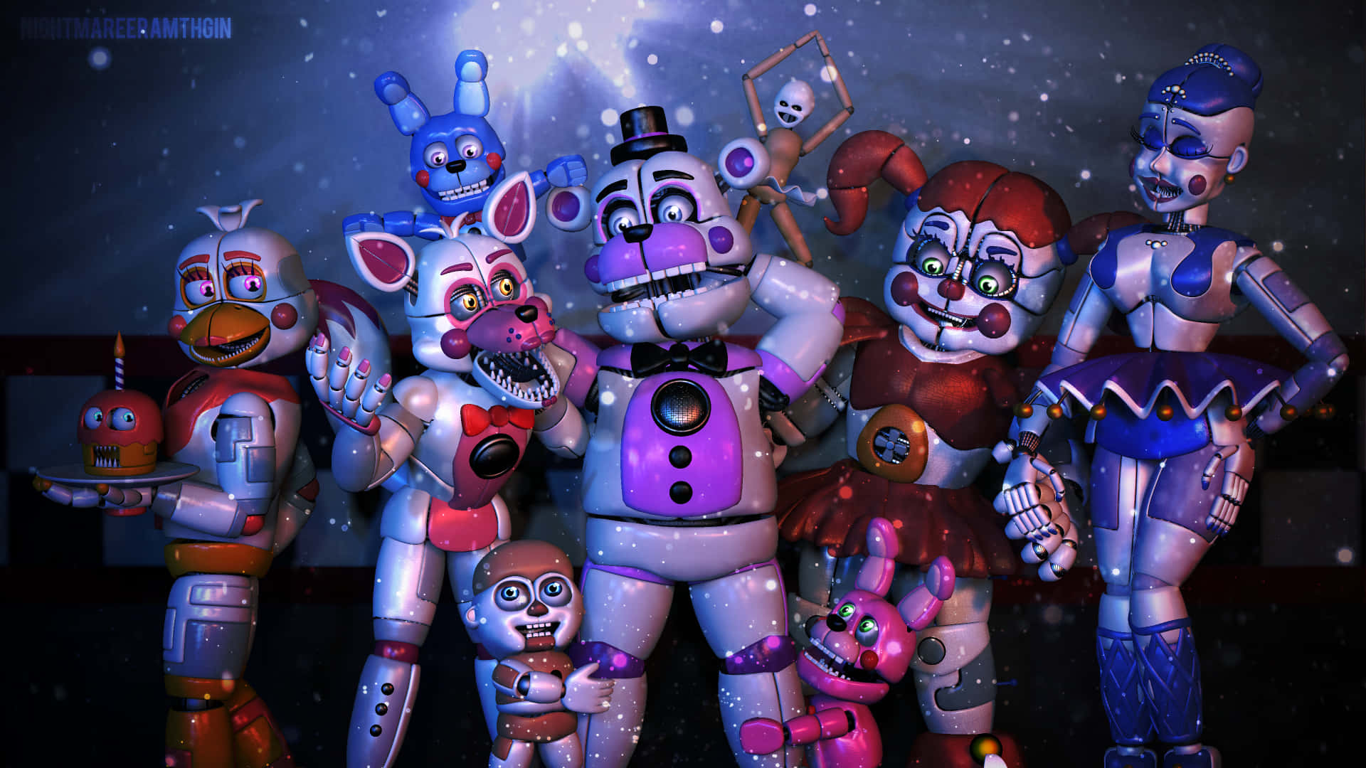 Five Nights At Freddy's: Sister Location With Characters Wallpaper