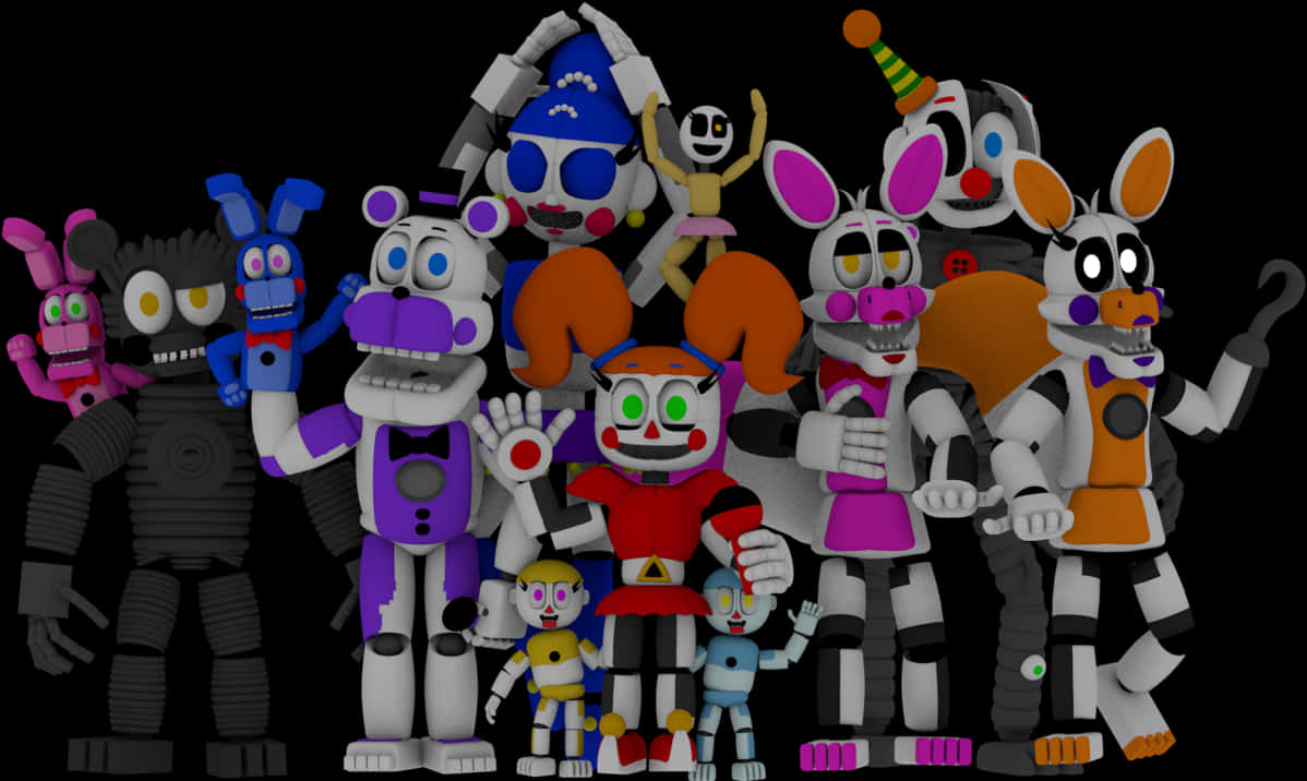 Five Nightsat Freddys Character Assembly PNG