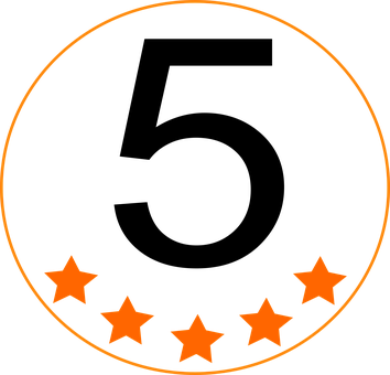Five Orange Stars Circle Graphic PNG