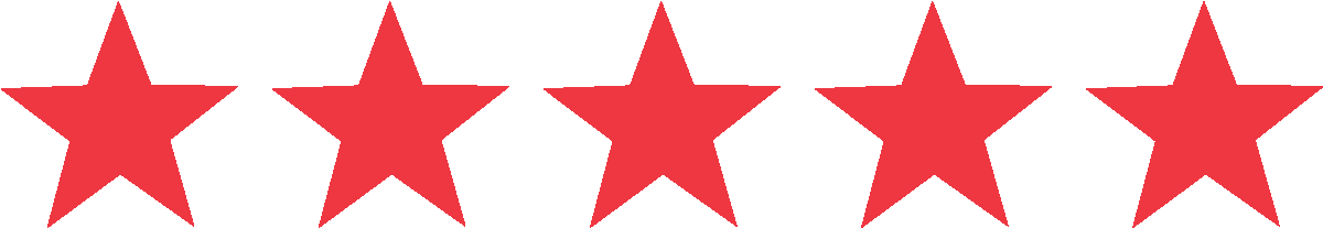 Five Red Stars Row PNG