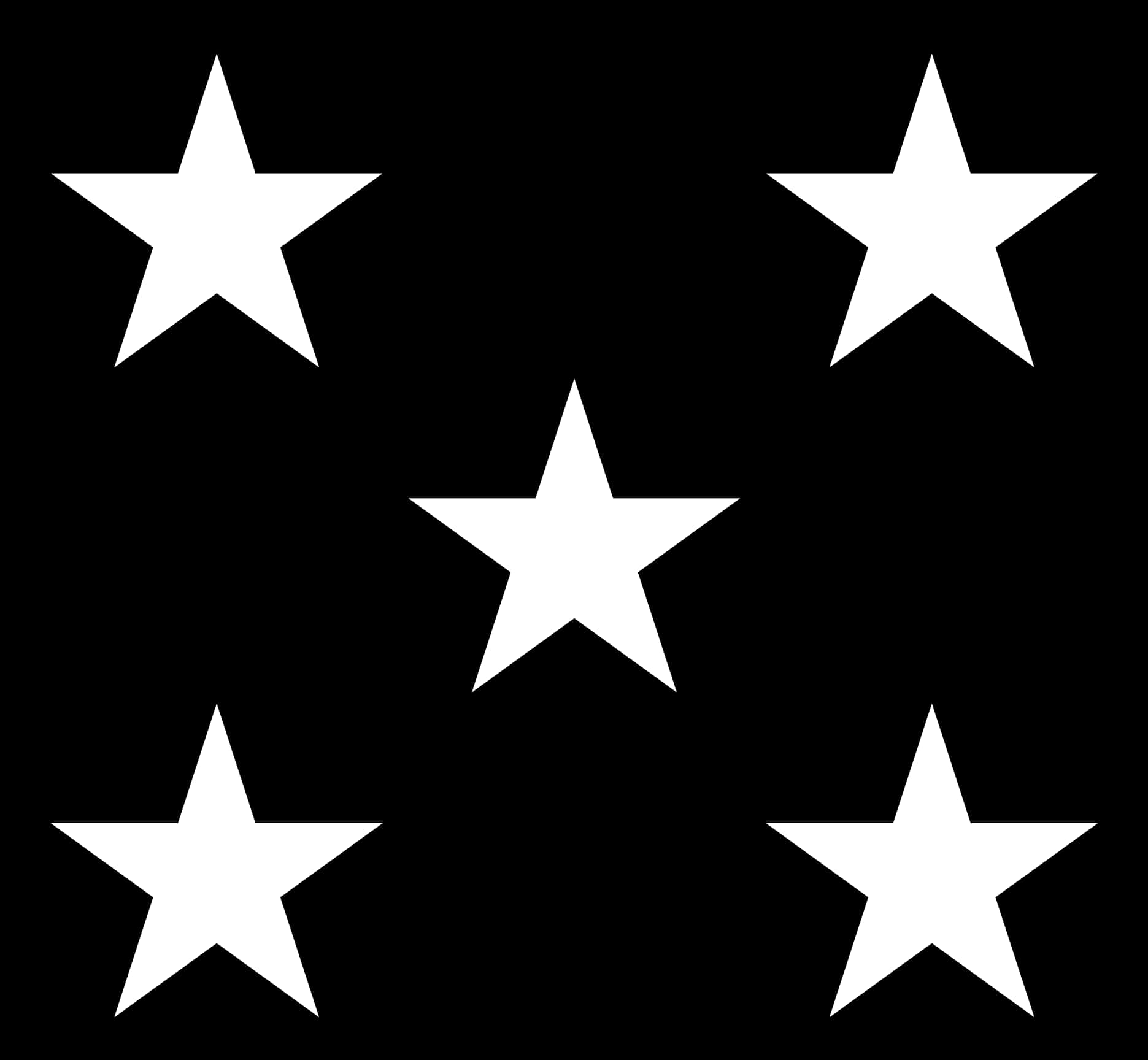 Five White Stars Black Background PNG