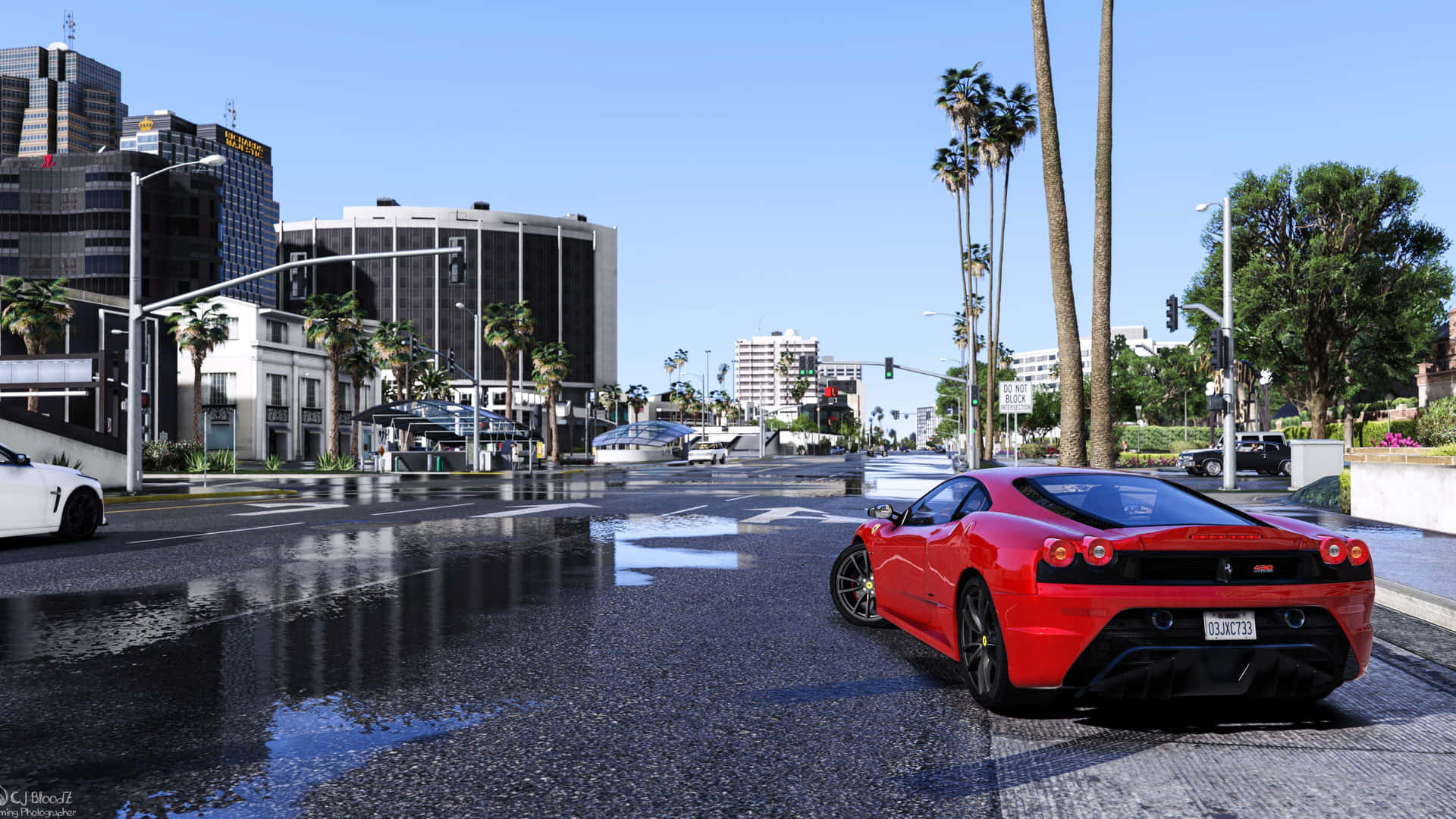 Uncoche Deportivo Rojo Está Estacionado En Una Calle En Grand Theft Auto. Fondo de pantalla