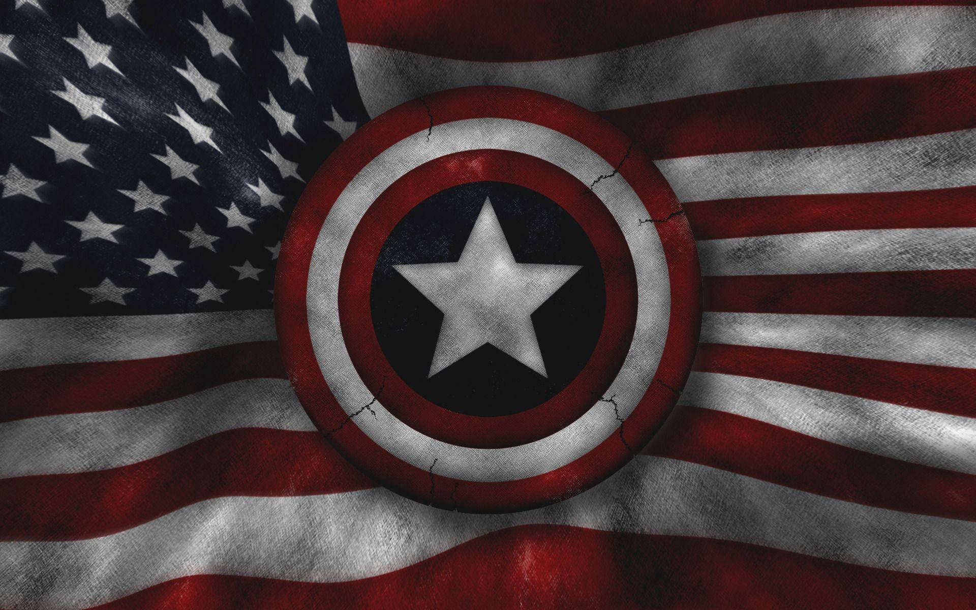 Flag And Captain America Shield Wallpaper
