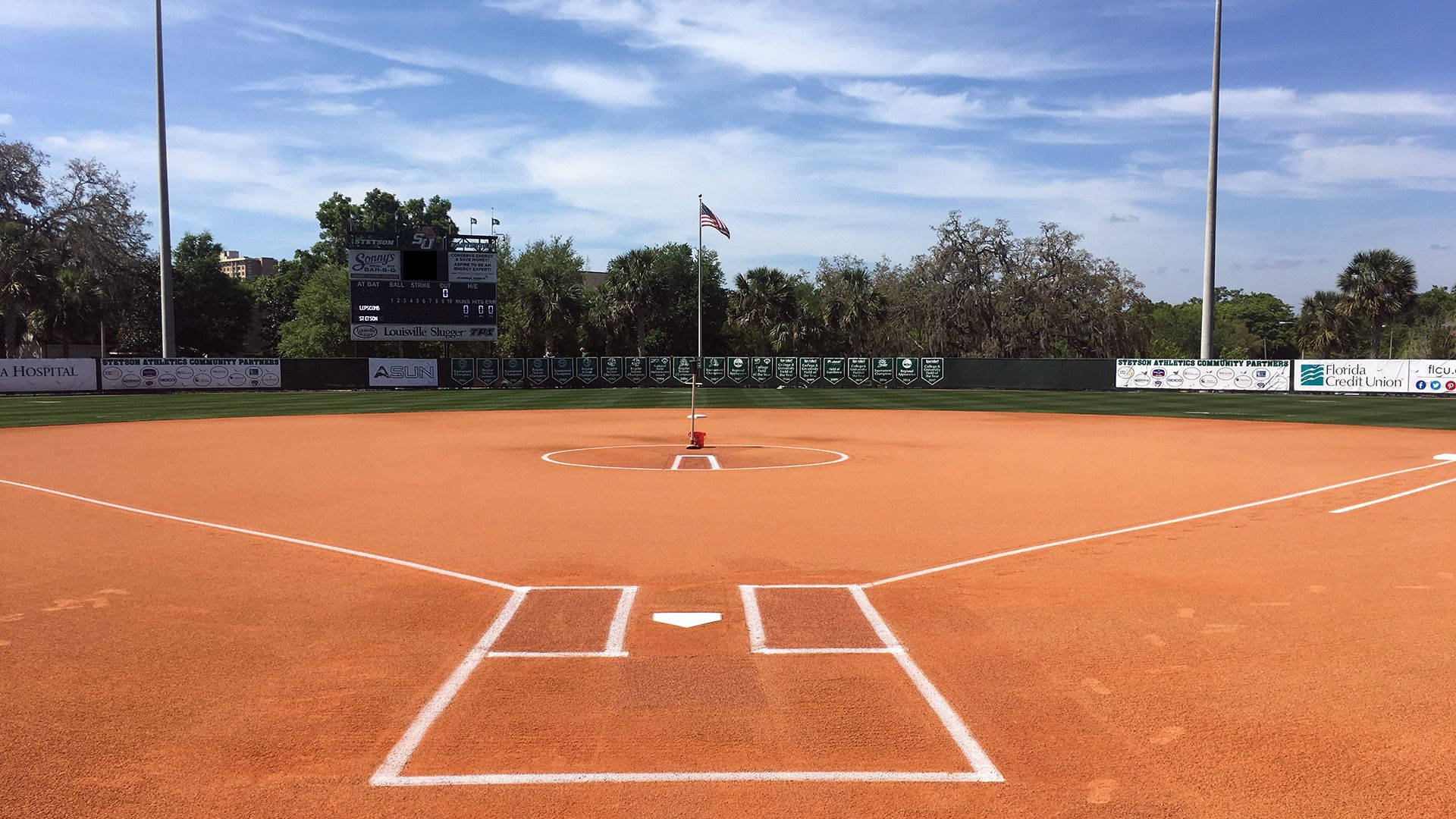 Flag In An Awesome Softball Field Picture