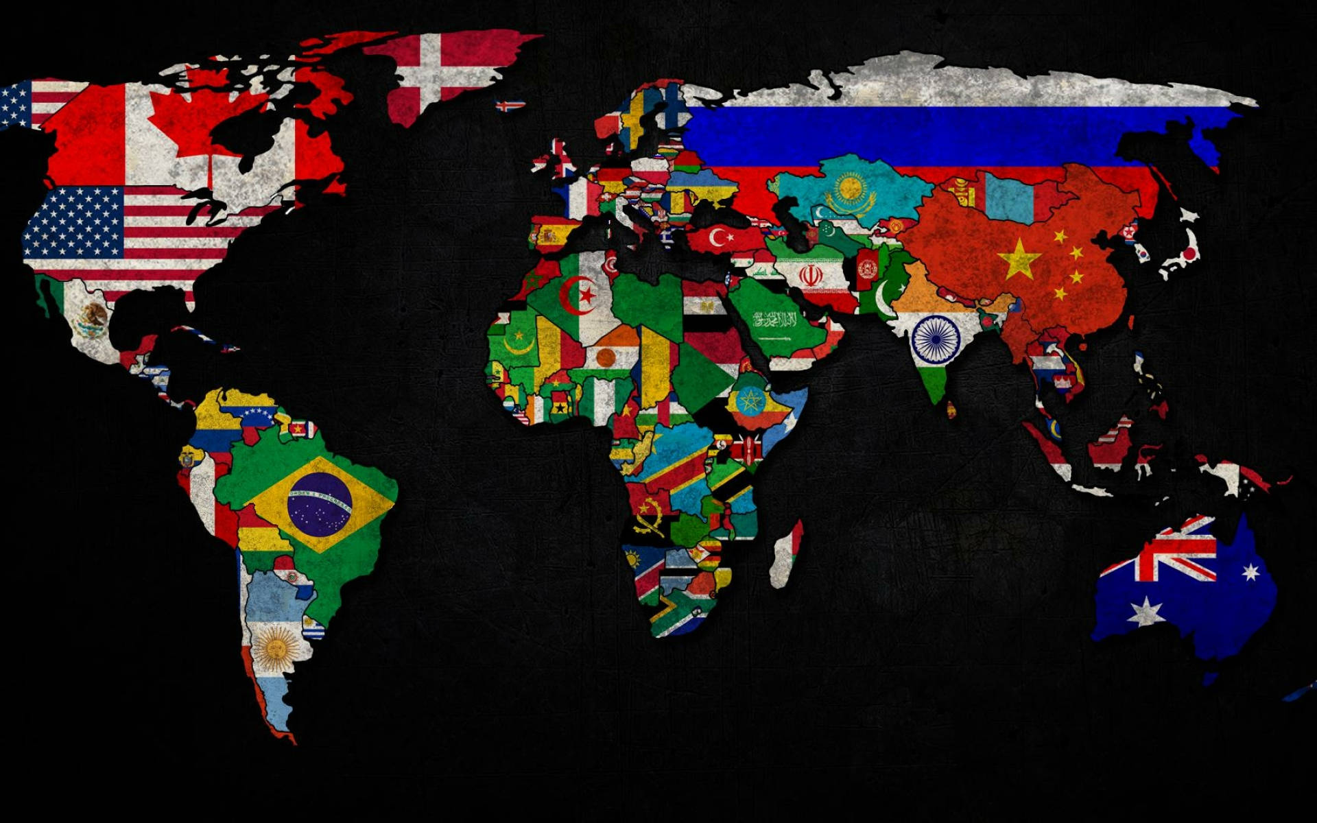 Flag Infused World Map Artwork Wallpaper