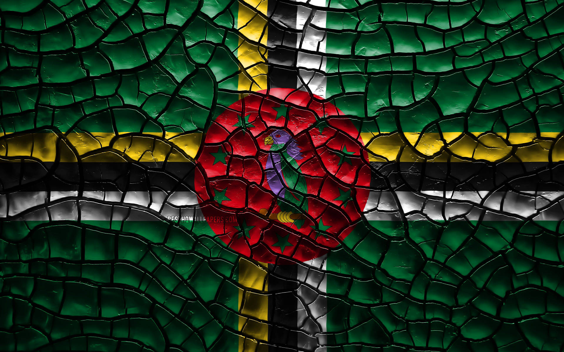 Flag Of Dominica With Cracks Wallpaper