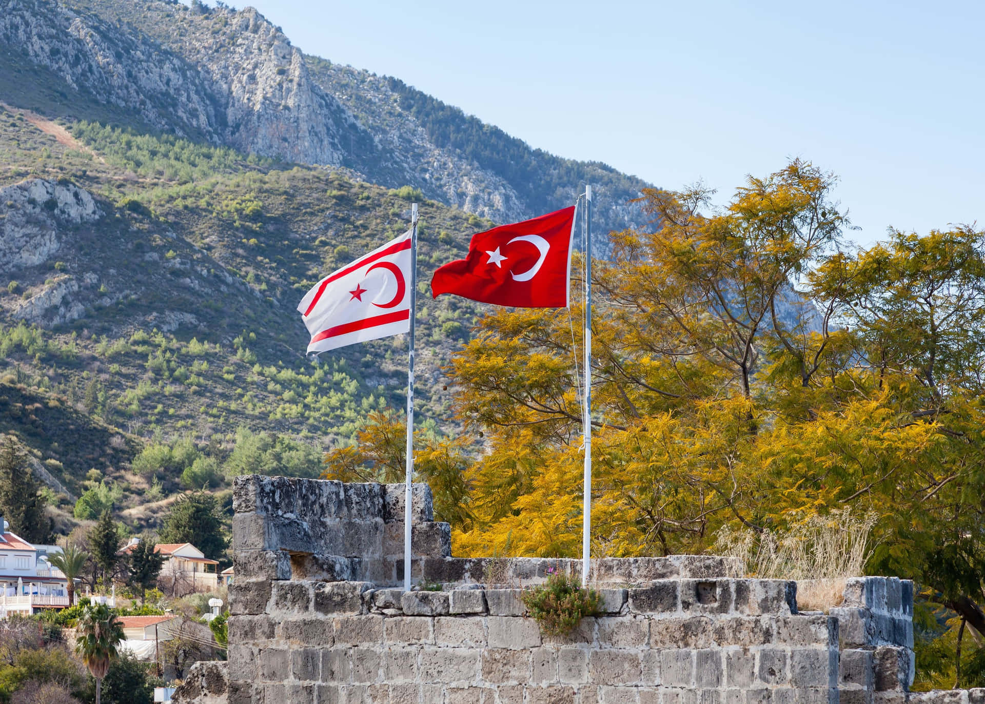 Flag Poles Of Northern Cyprus And Turkey Wallpaper
