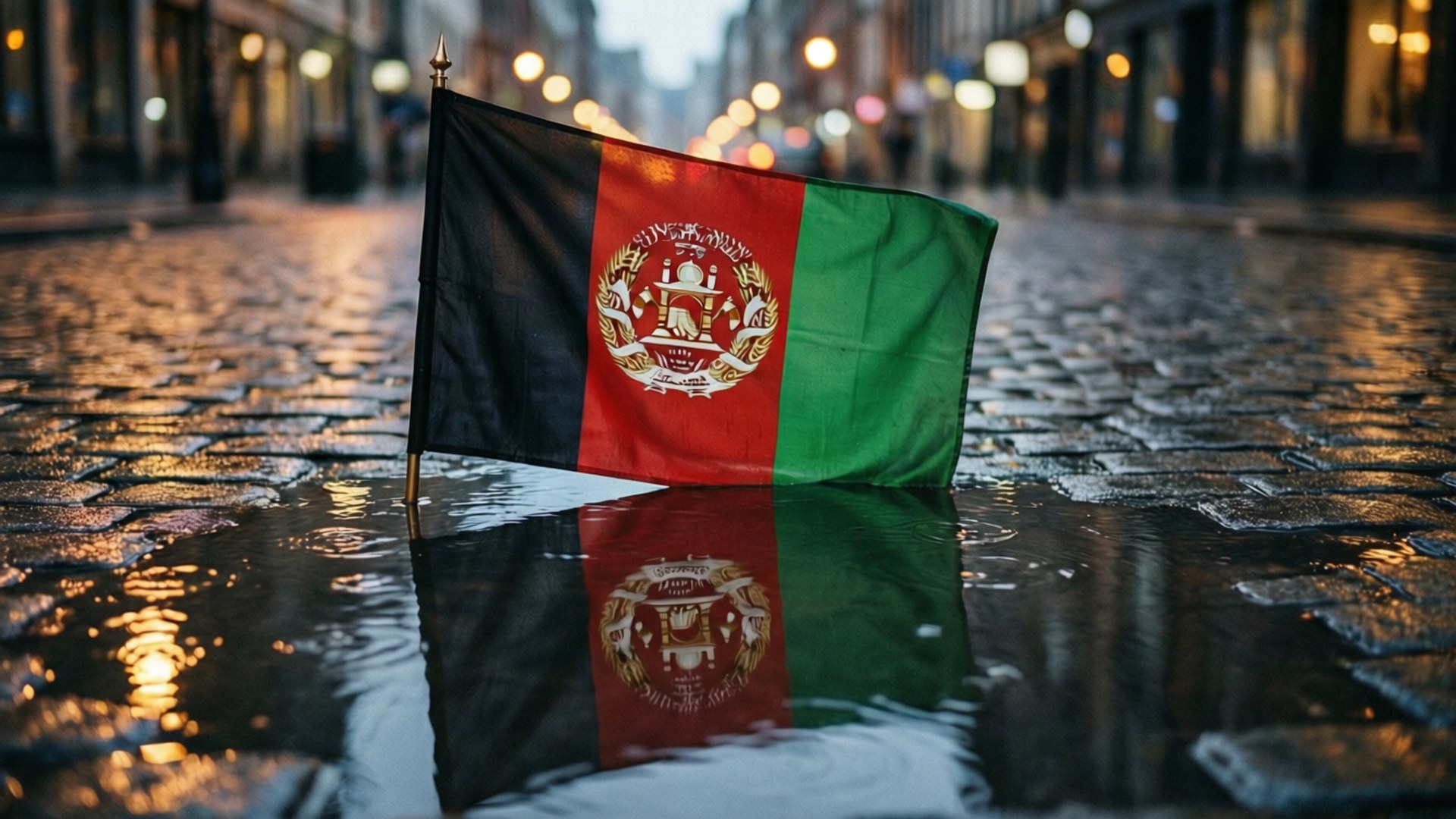 Flag Reflection Puddle Bakgrunner