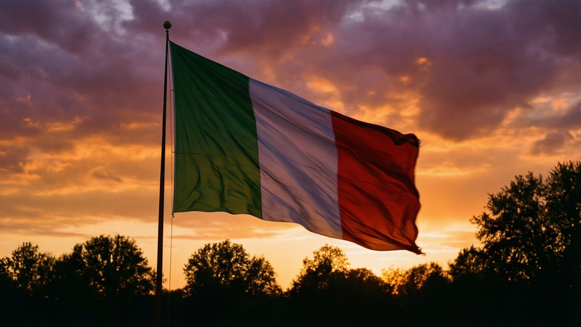 Flag Sunset Wind Wallpaper