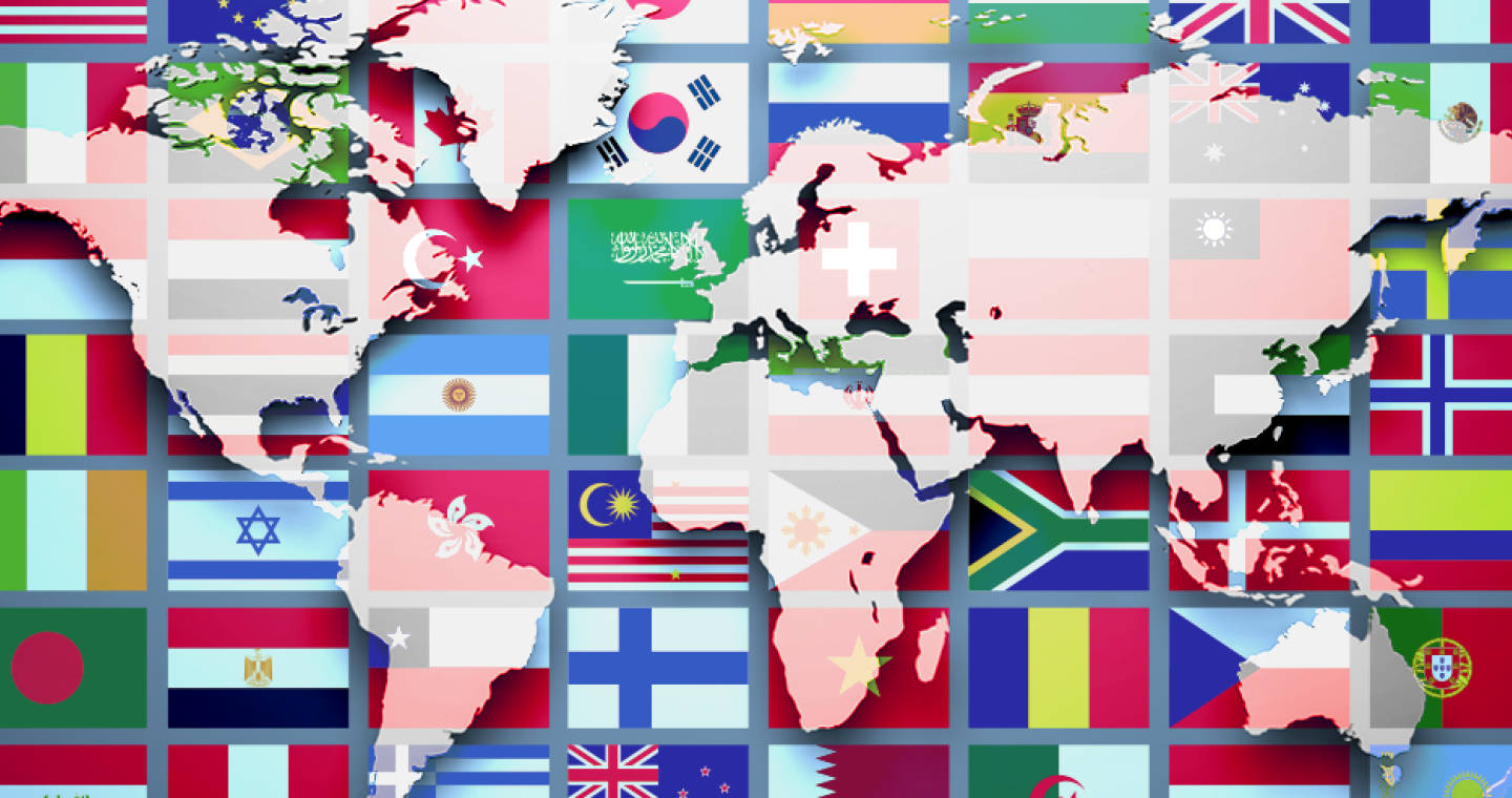 Flags And Map Of International Countries Wallpaper