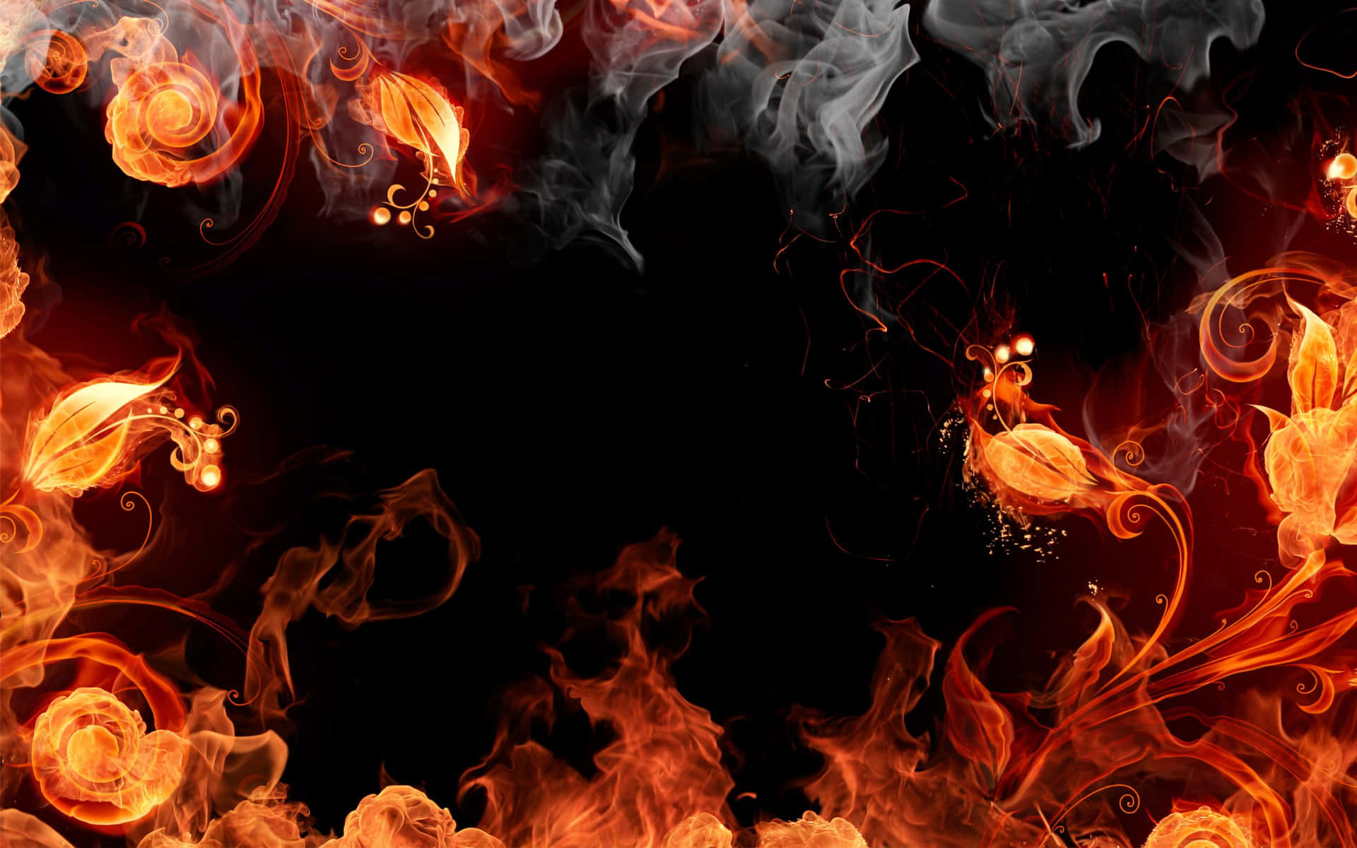 Dancing Flames on a Dark Background