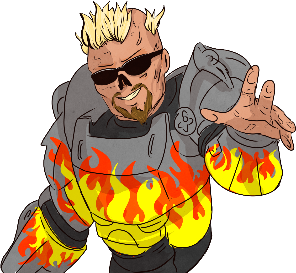 Flame Armed Cartoon Character PNG