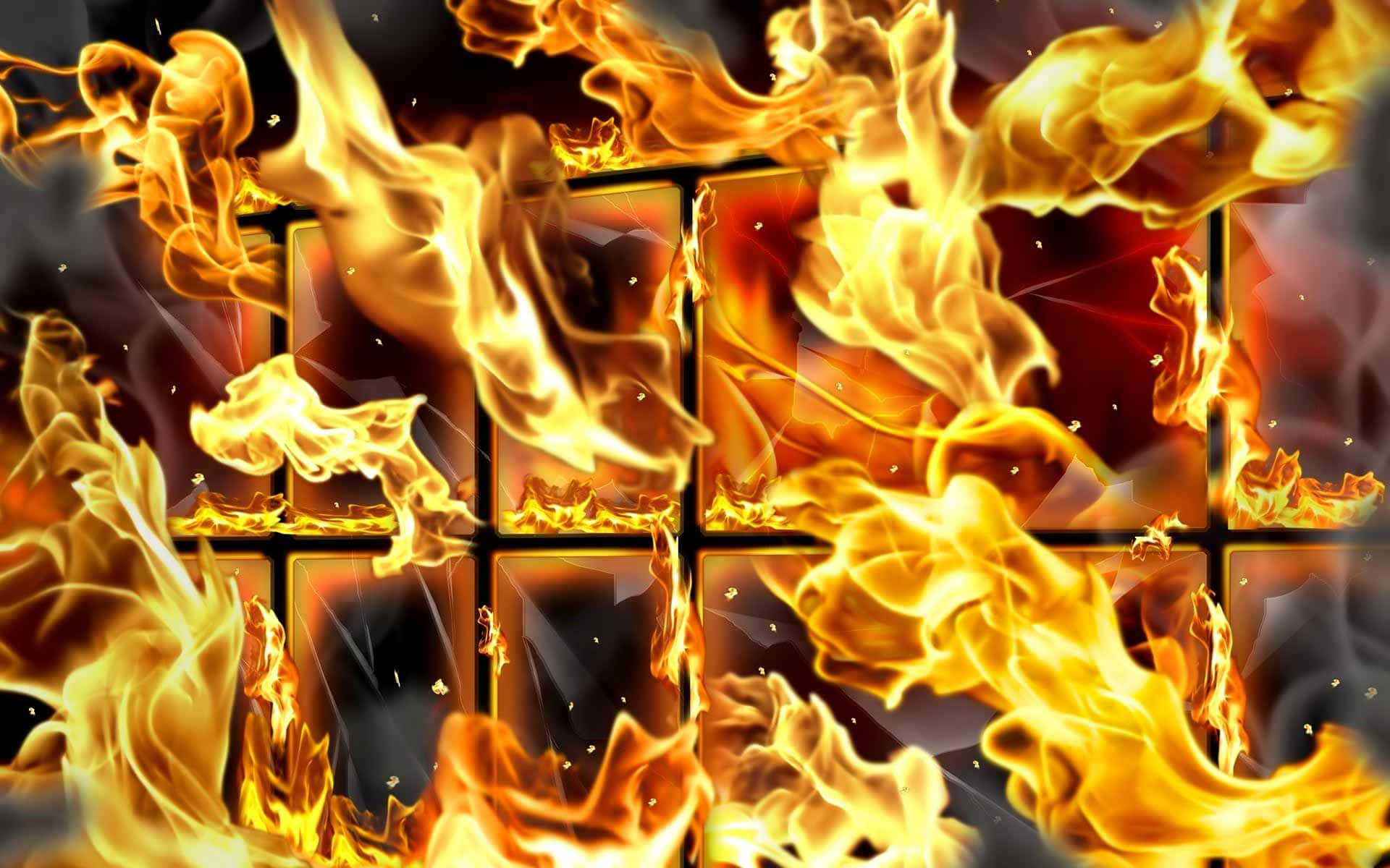 Huge Flame Burning Objects Background