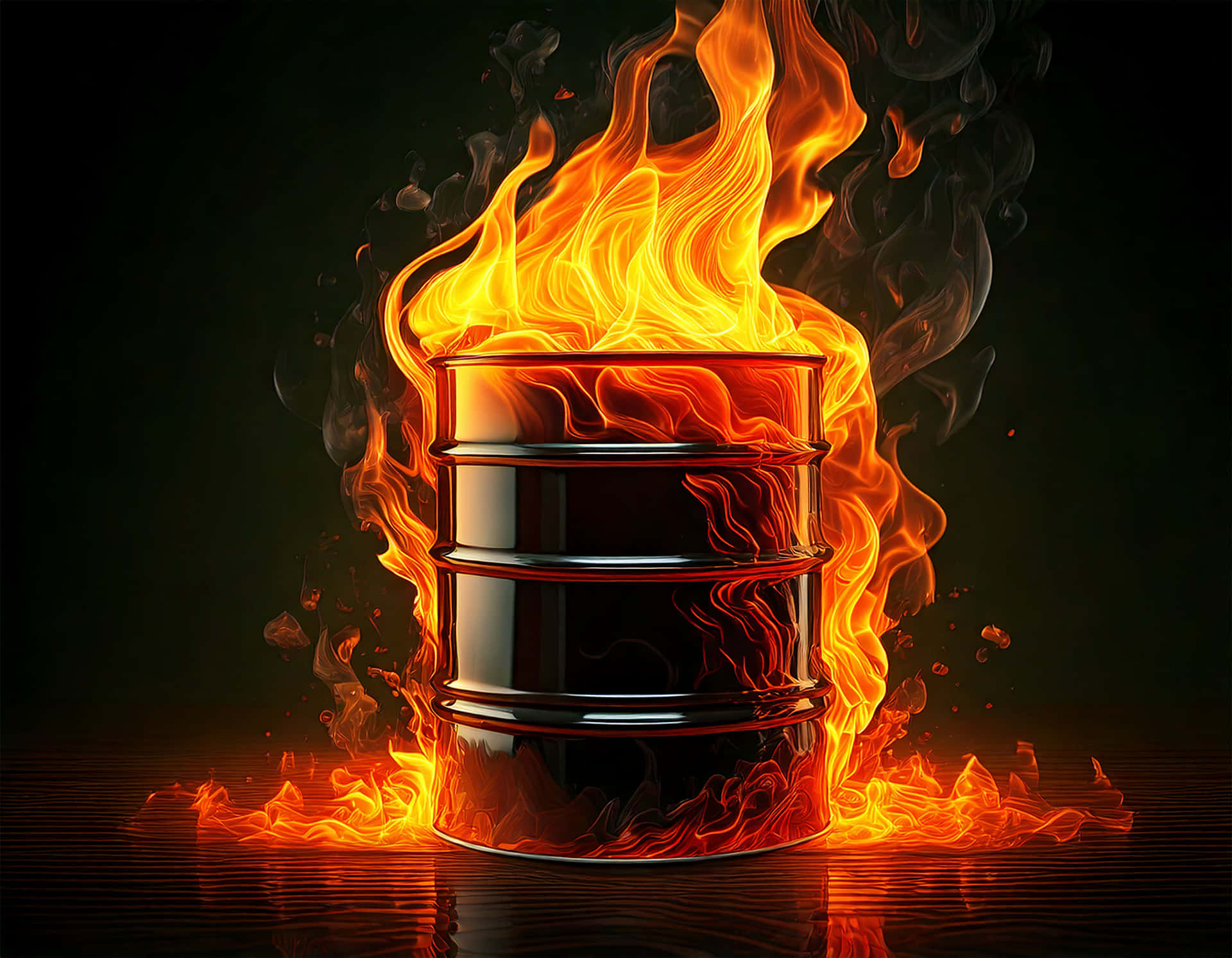 Flame Emerging From An Oil Barrel Wallpaper