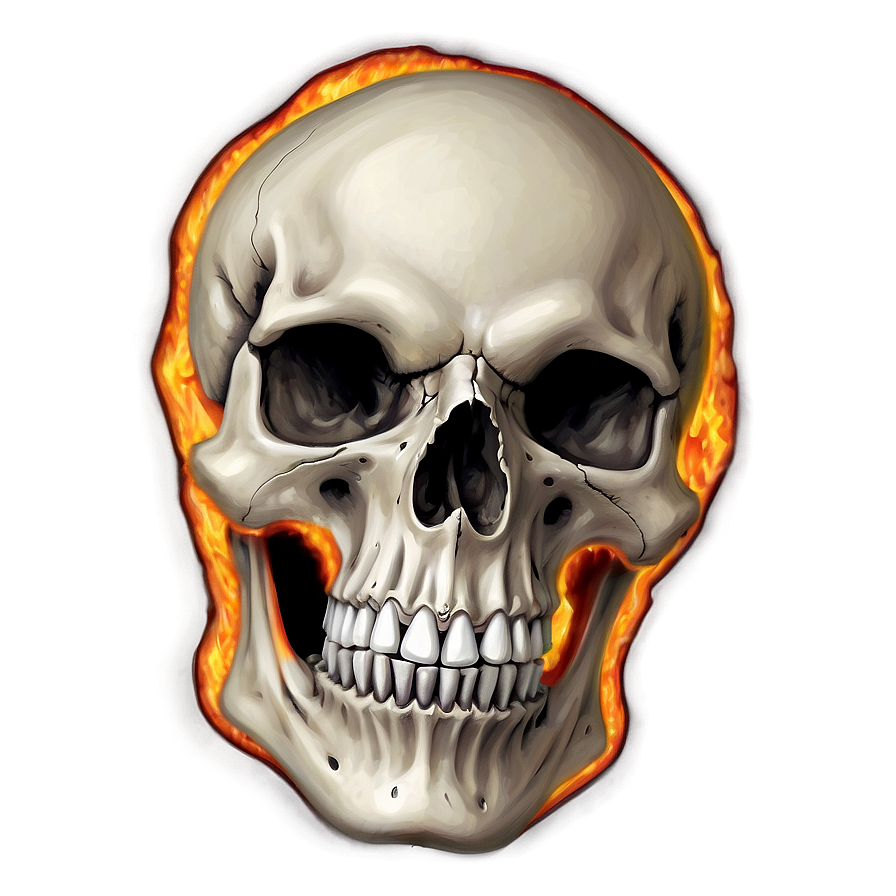 Flame-engulfed Skull Design Png 06252024 PNG
